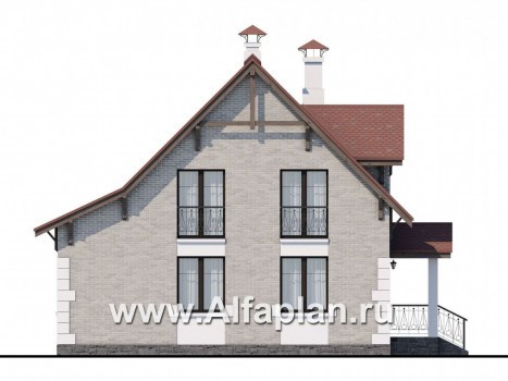 «Боспор» - проект дома с мансардой, из кирпича, с гостевой на 1 эт, в стиле эклектика - превью фасада дома