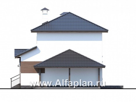 Проекты домов Альфаплан - Кирпичный дом «Карат» с гаражом навесом - превью фасада №2