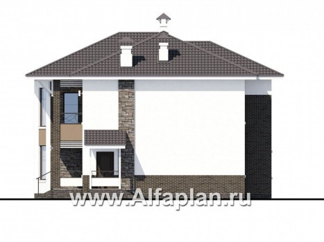 Проекты домов Альфаплан - «Статский советник» - комфортабельный коттедж в современном стиле - превью фасада №2