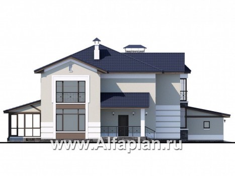 «Диадема» - проект двухэтажного дома, с эркером и с террасой, в стиле эклектика, с гаражом на 2 авто - превью фасада дома