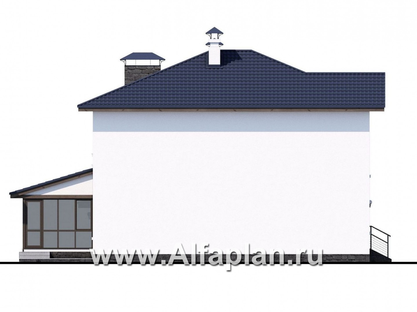 «Седьмая высота» - проект двухэтажного современного дома, с сауной и с террасой, с гаражом - фасад дома