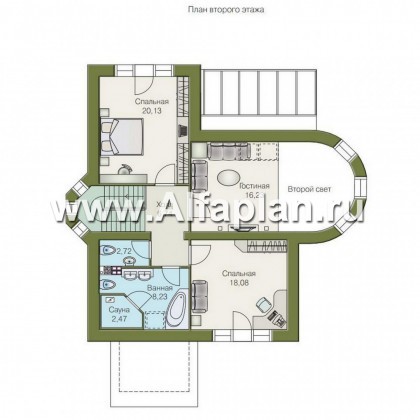 «Солярис» - проект дома с мансардой из газобетона, с террасой,  с двусветной гостиной - превью план дома