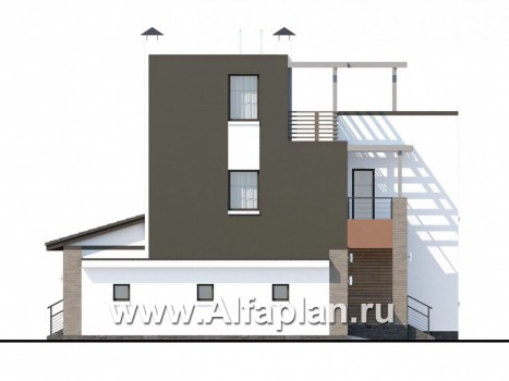 «Рефлекс» - проект двухэтажного дома с гаражом, с террасой, с эксплуатируемой кровлей - превью фасада дома