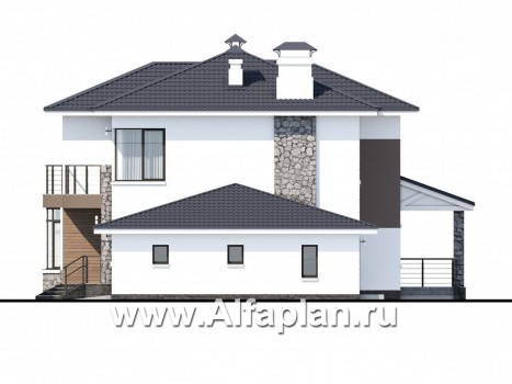 «Гедонист» -  проект двухэтажного дома с двусветной столовой, с террасой и балконом, гараж, в скандинавском стиле - превью фасада дома