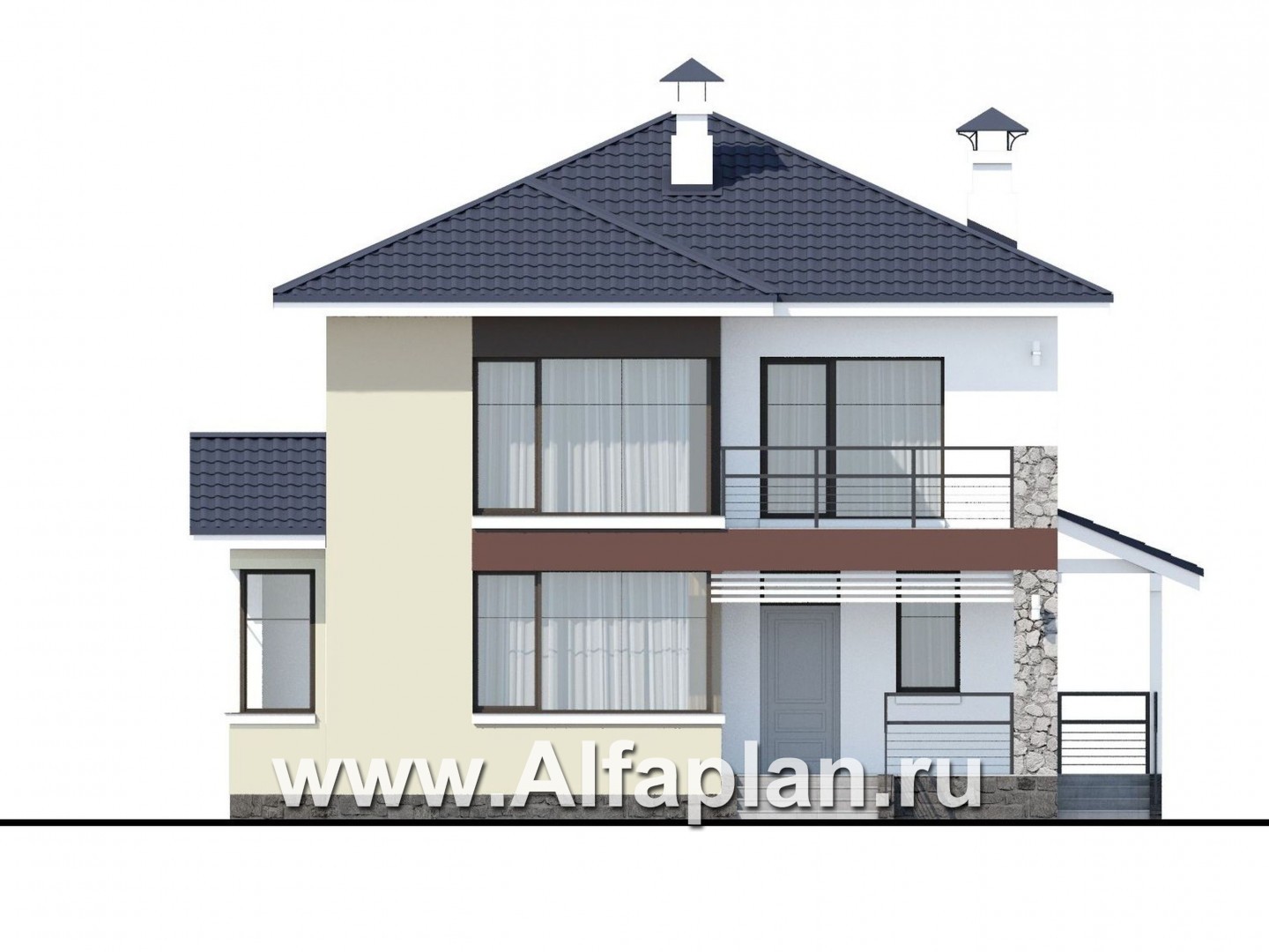 Проекты домов Альфаплан - «Лотос» - компактный современный двухэтажный дом - изображение фасада №1