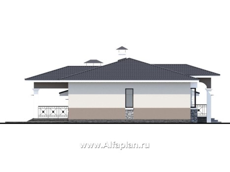 «Новый свет» - проект одноэтажного дома с эркером и с гаражом, для небольшой семьи - превью фасада дома