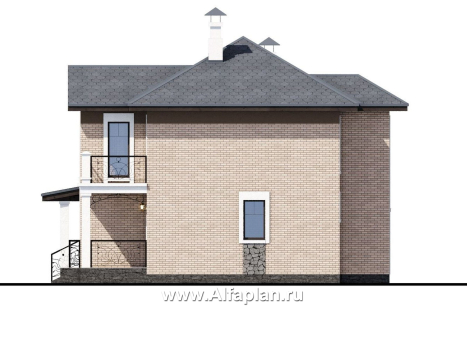 «Модерн» - проект двухэтажного дома из газобетона, с террасой, в стиле модерн (Серебряный век) - превью фасада дома