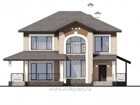 «Арт-Нуво» - проект двухэтажного дома,  с террасой, в стиле модерн - превью фасада дома