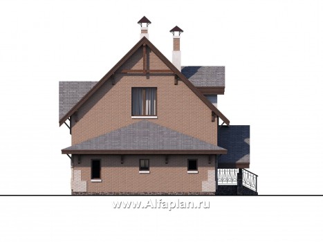 «Улыбка» - проект дома с мансардой из газобетона, 4 спальни, с гаражом, фасад с «улыбкой» - превью фасада дома