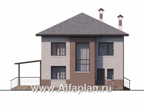 «Печора» - проект двухэтажного дома, в современном стиле, планировка с сауной и с террасой - превью фасада дома
