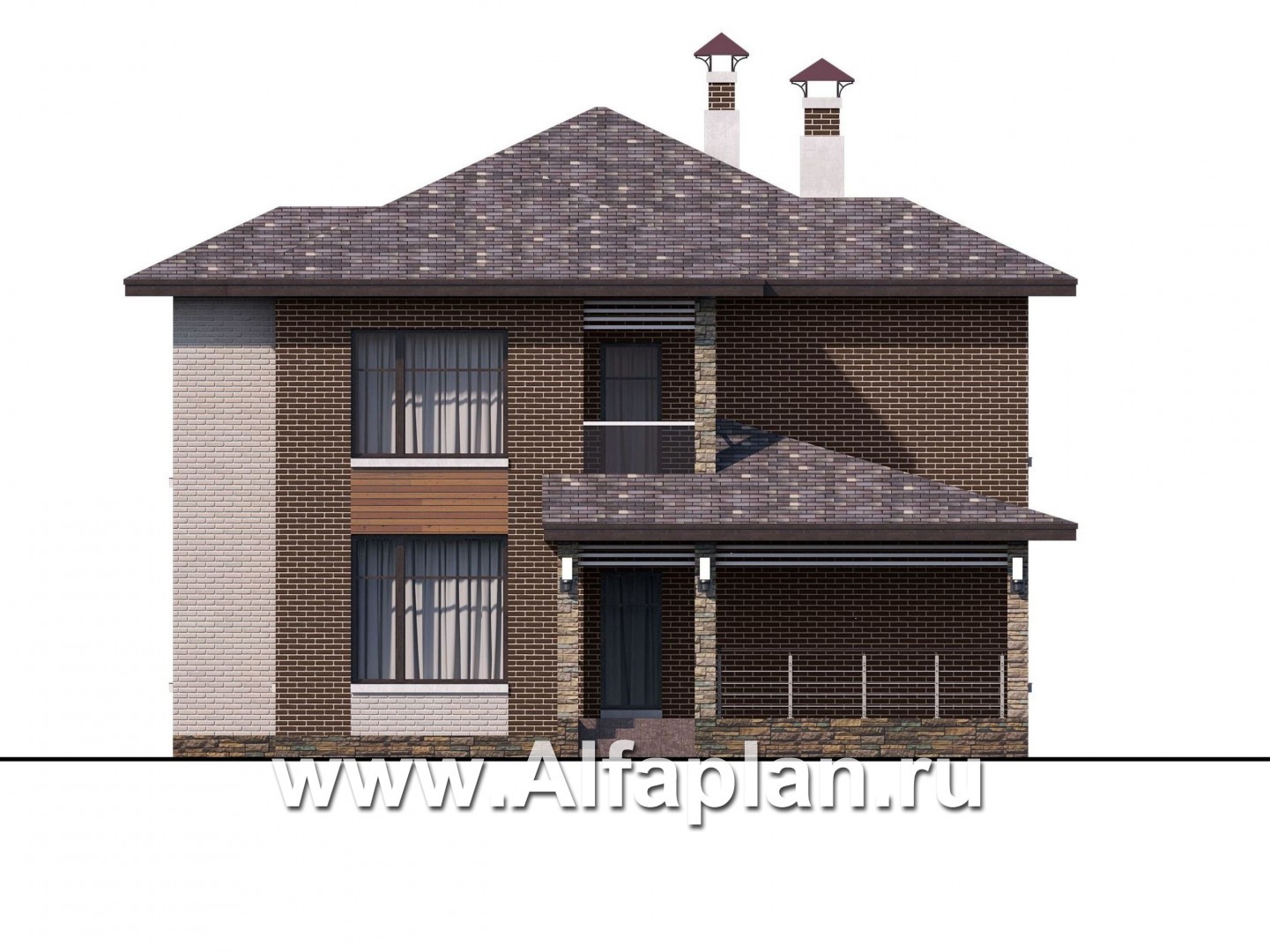 Проекты домов Альфаплан - «Эридан» - современный стильный дом с террасой - изображение фасада №4