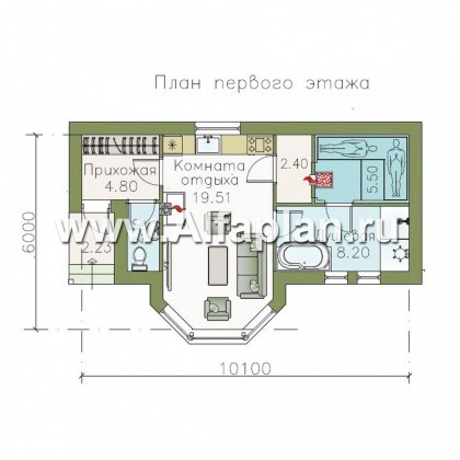 Проекты домов Альфаплан - Современная баня с комнатой отдыха - превью плана проекта №1