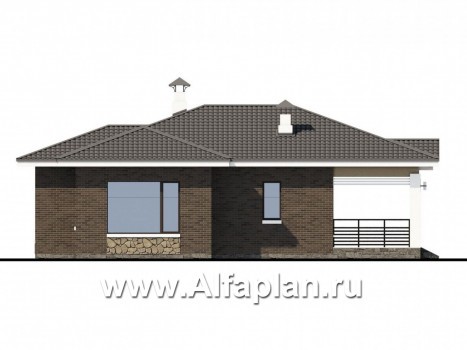 «Талия» - красивый дом, проект одноэтажного коттеджа, с террасой, в современном стиле - превью фасада дома