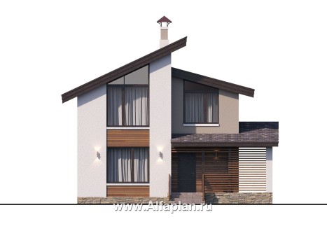 Проекты домов Альфаплан - «Оптима»- стильный небольшой дом - превью фасада №1