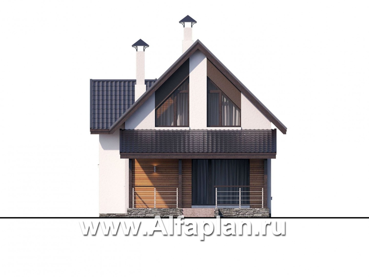 Проекты домов Альфаплан - «Арс» - небольшой мансардный дом для узкого участка - изображение фасада №4