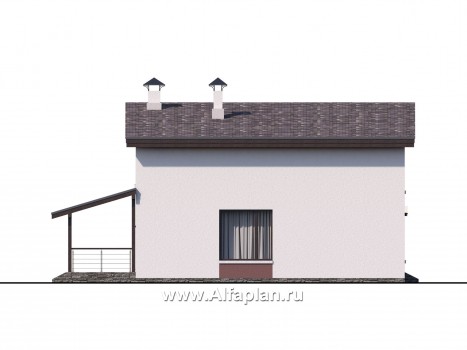 «Арс» - проект двухэтажного дома, с террасой и с балконом,  односкатная крыша, для узкого участка - превью фасада дома