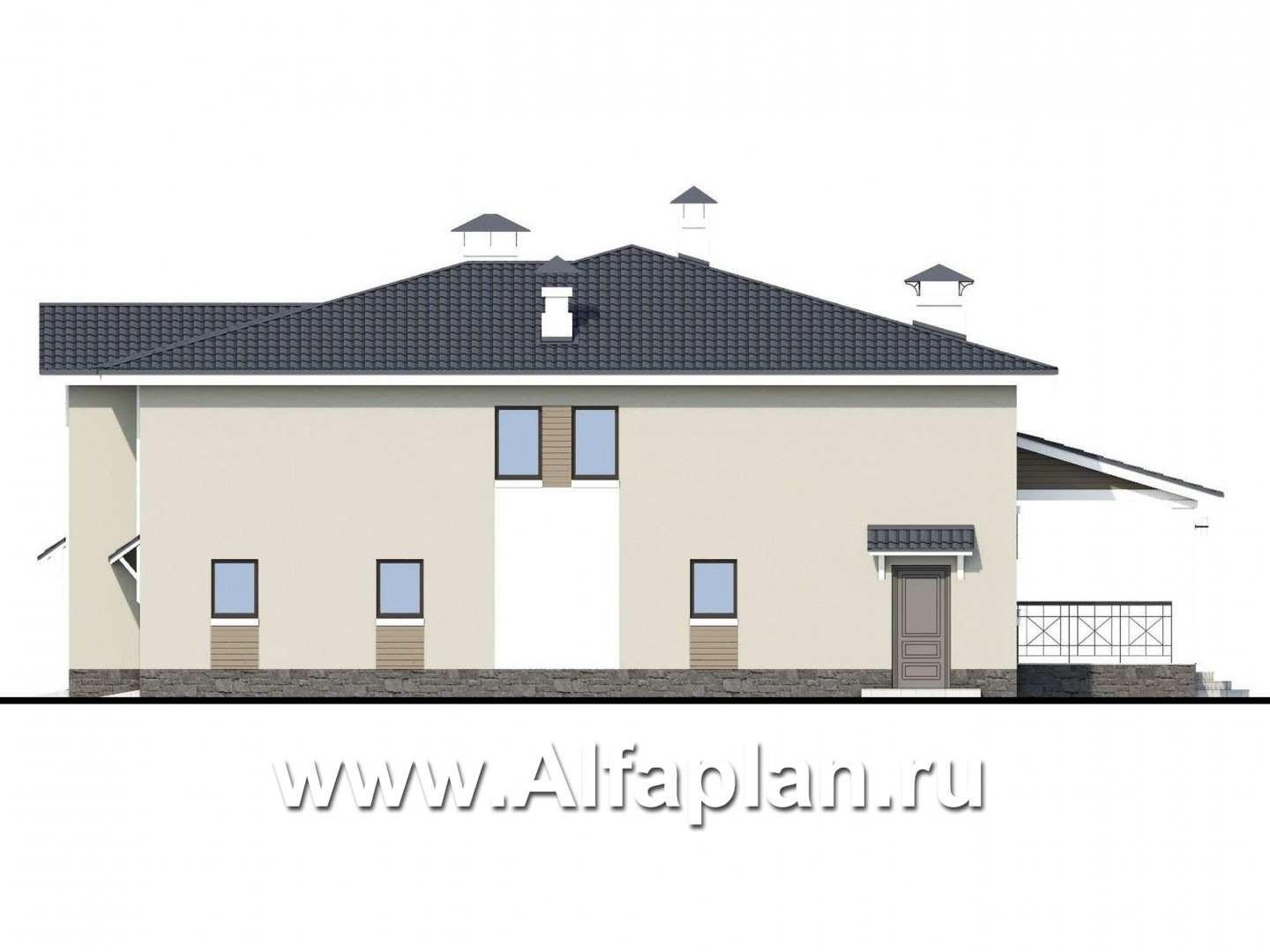 Проекты домов Альфаплан - «Мажестик» - современный  коттедж в полтора этажа с гаражом - изображение фасада №2
