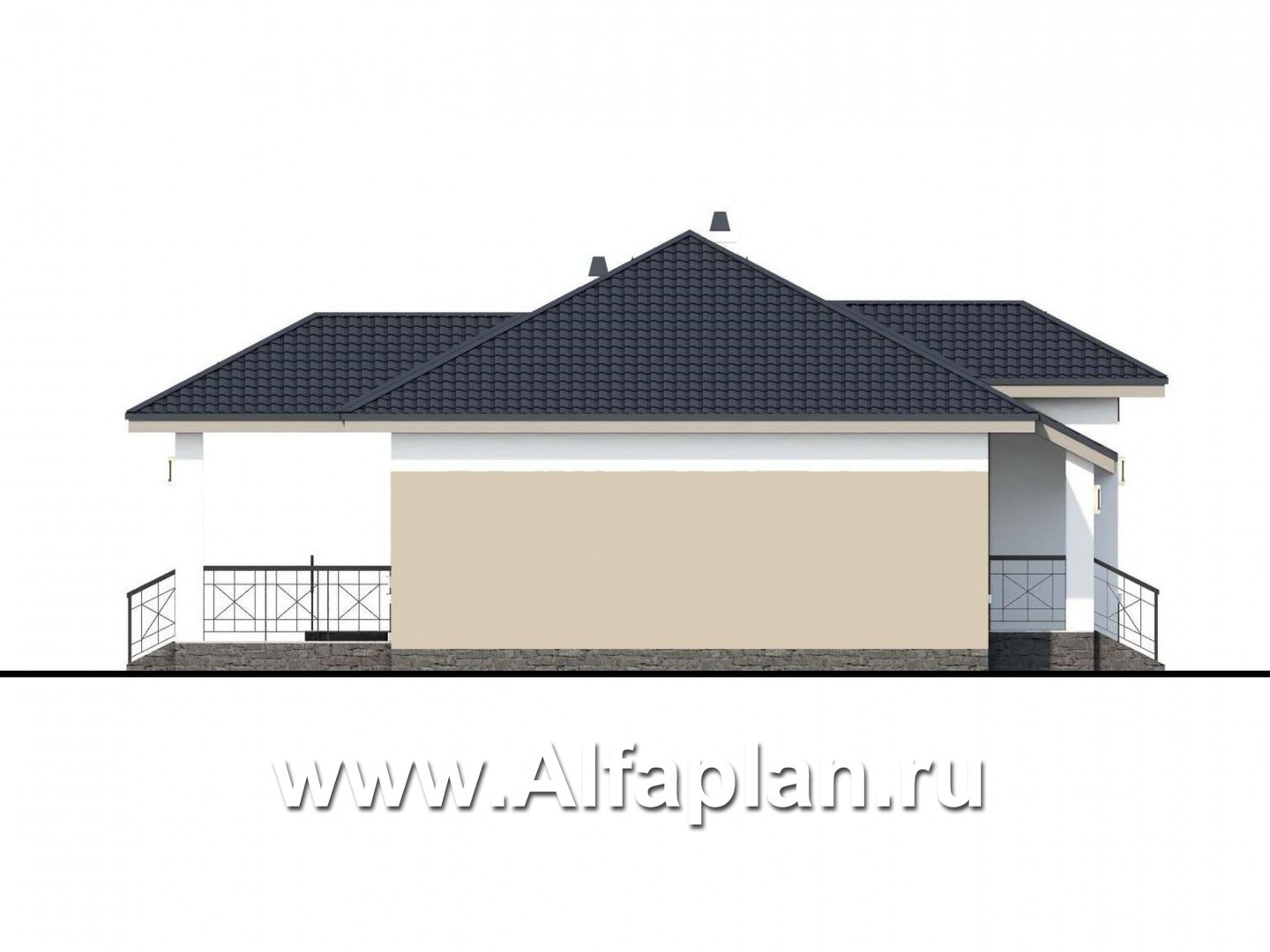 Проекты домов Альфаплан - «Княженика» - проект экономичного одноэтажного дома  сауной - изображение фасада №3