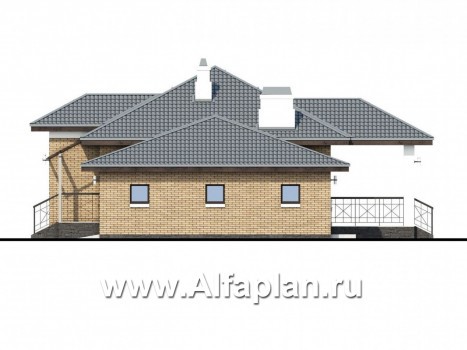 «Княженика» - проект одноэтажного дома, с террасой, планировка 2 спальни и сауна, гараж на 1 авто, для небольшой семьи - превью фасада дома