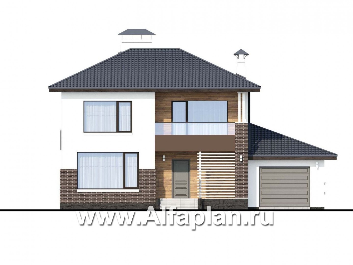 Проекты домов Альфаплан - «Орбита» - современный и удобный, компактный дом - изображение фасада №1
