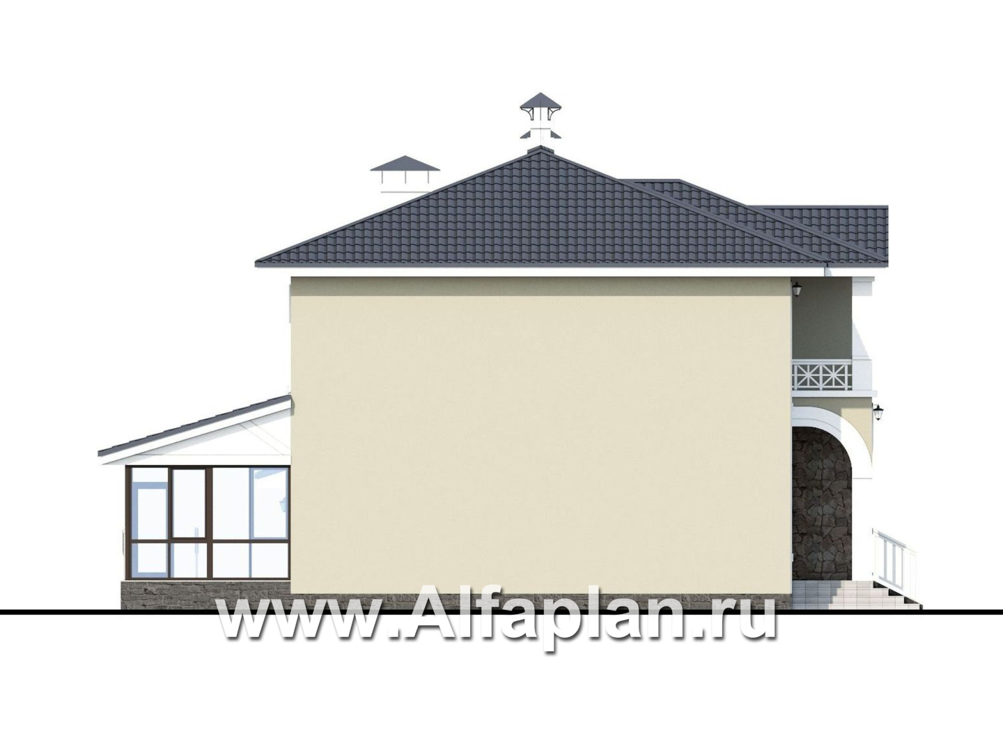 Проекты домов Альфаплан - «Либезюсефрау» — удобный дом с романтическими фасадами - изображение фасада №3