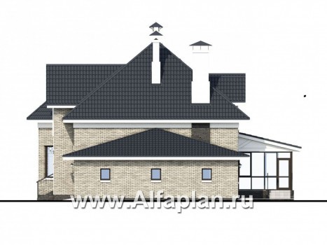 Проекты домов Альфаплан - «Принцесса осени» - красивый и удобный частный дом - превью фасада №2
