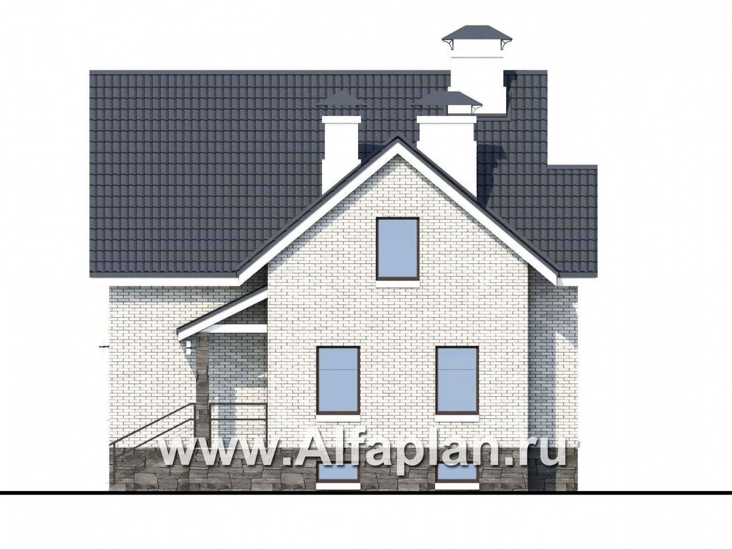 «Сапфир» - проект двухэтажного дома с мансардой, с сауной в цокольном этаже, с панорамным остеклением в современном стиле - фасад дома