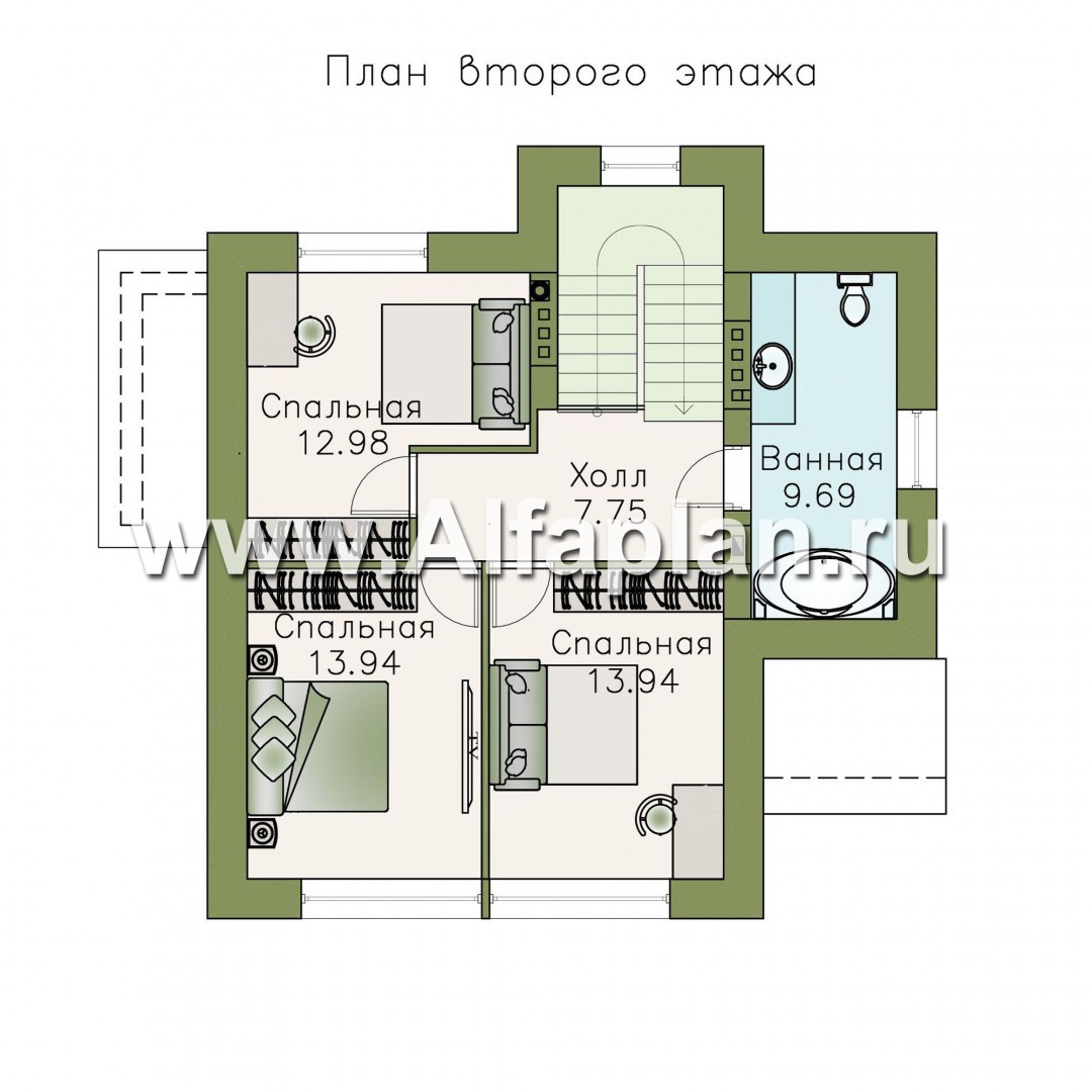 «Сапфир» - проект двухэтажного дома с мансардой, с сауной в цокольном этаже, с панорамным остеклением в современном стиле - план дома