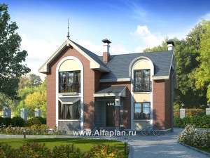 «Фантазия» - красивый проект двухэтажного дома дома , с эркером и с террасой