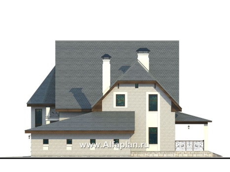 «Ленский» - проект двухэтажного дома, с мансардой и гаражом, для большой семьи в стиле модерн - превью фасада дома