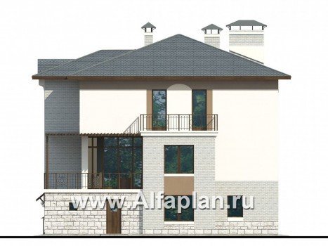 Проекты домов Альфаплан - «Юсупов» - особняк с просторной гостиной - превью фасада №2