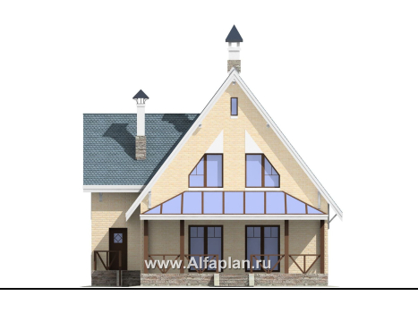 Проекты домов Альфаплан - «Шесть соток» - дом для маленького участка - превью фасада №4