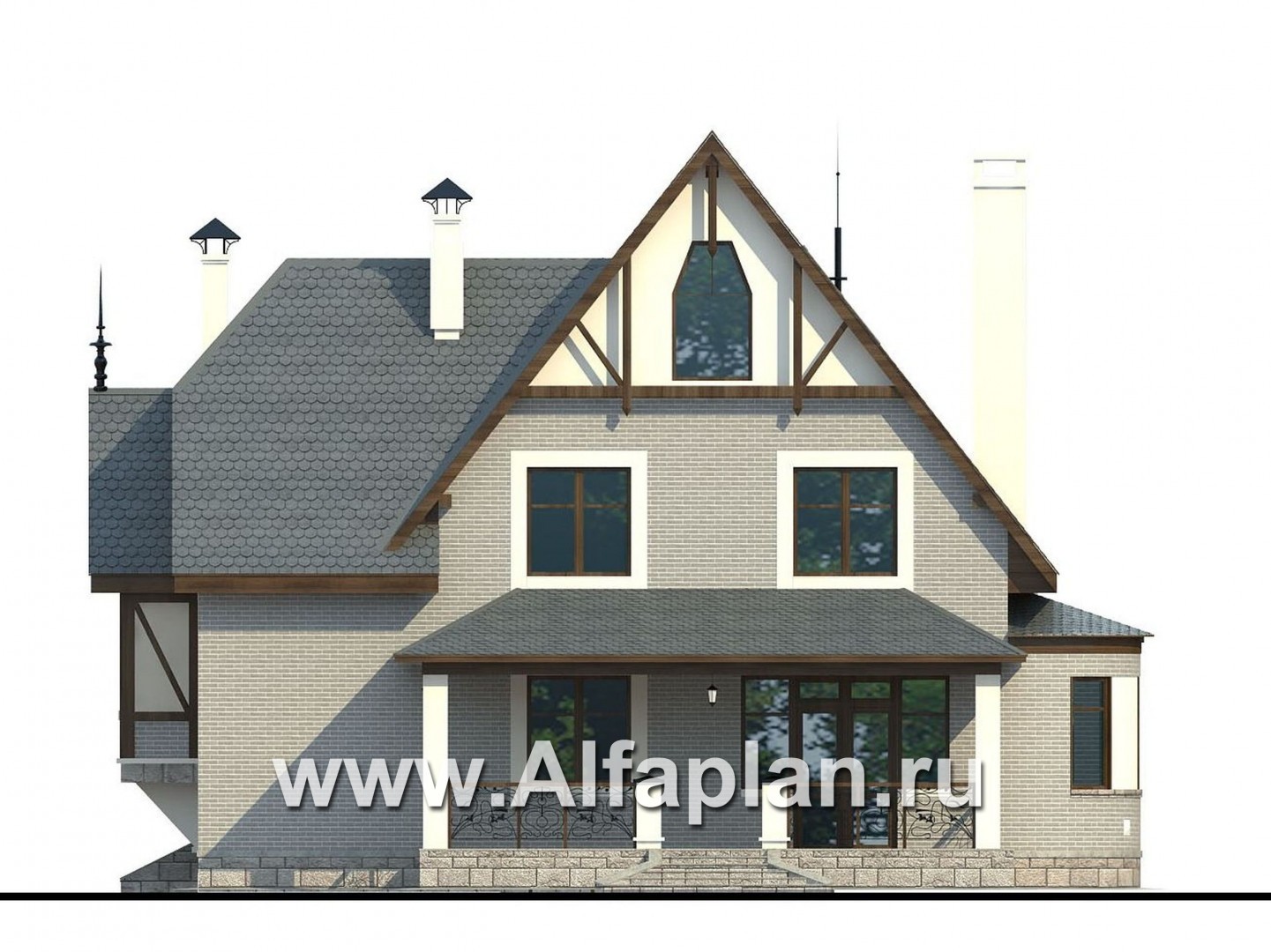 «Ленский» - проект двухэтажного дома, с мансардой, в стиле модерн, для большой семьи - фасад дома