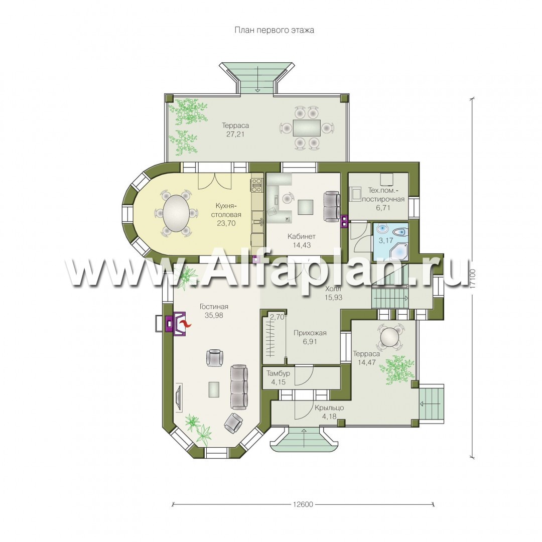 «Ленский» - проект двухэтажного дома, с мансардой, в стиле модерн, для большой семьи - план дома