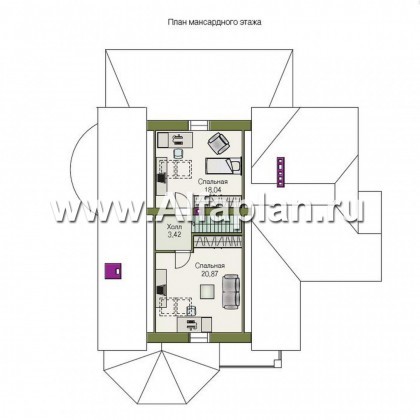 «Ленский» - проект двухэтажного дома, с мансардой, в стиле модерн, для большой семьи - превью план дома