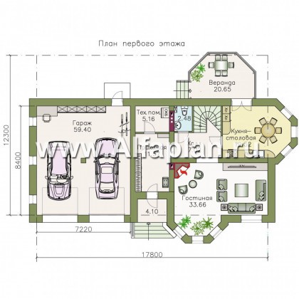 «Классика» - проект двухэтажного дома с эркером и гаражом на 2 авто - превью план дома
