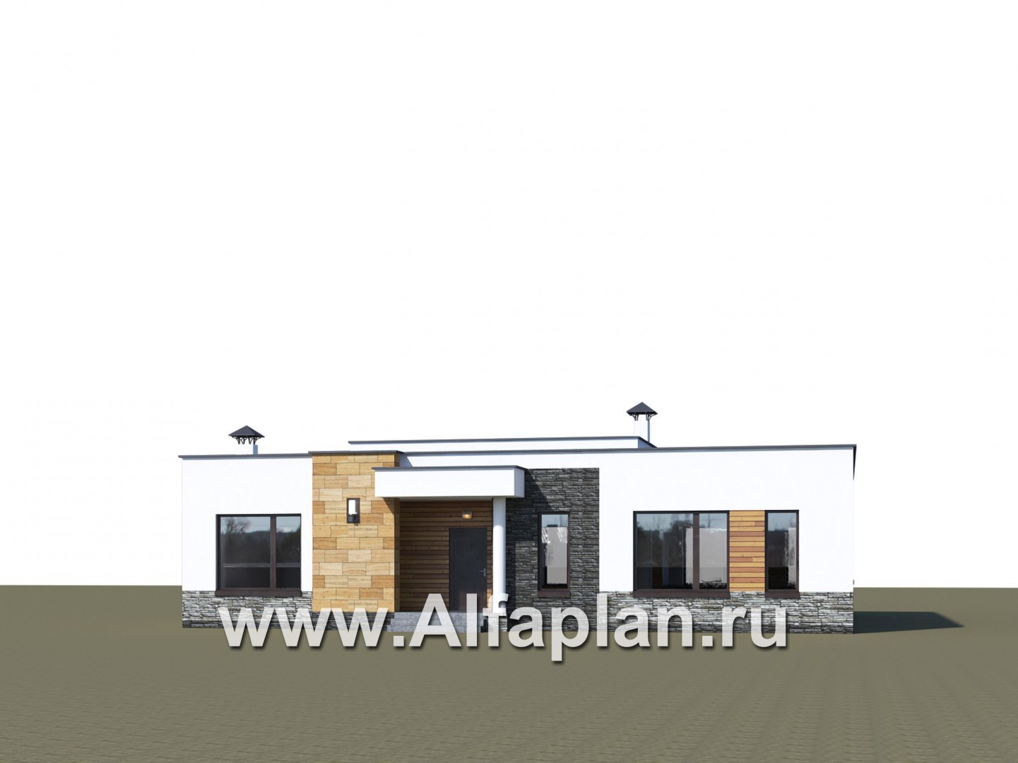 Проекты домов Альфаплан - «Мадейра» - проект стильного одноэтажный дом с плоской кровлей - дополнительное изображение №1