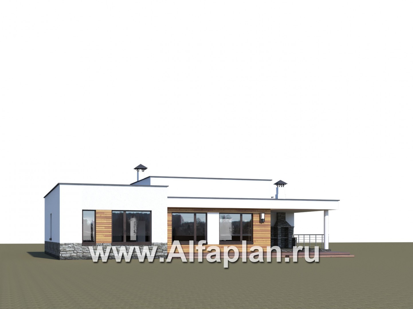 Проекты домов Альфаплан - «Мадейра» - проект стильного одноэтажный дом с плоской кровлей - дополнительное изображение №3