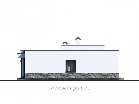 Проекты домов Альфаплан - «Мадейра» - проект стильного одноэтажный дом с плоской кровлей - превью фасада №4