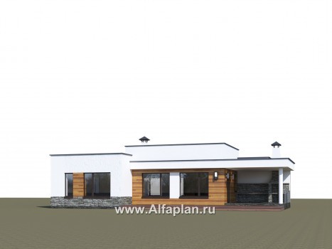 Проекты домов Альфаплан - «Мадейра» - проект стильного одноэтажный дом с плоской кровлей - превью дополнительного изображения №2