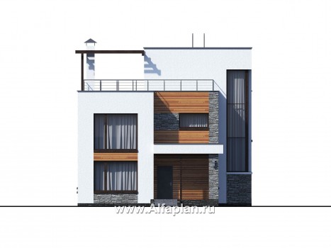 «Золотой ключик» — проект двухэтажного дома из кирпича, современный стиль, все спальни с душевой - превью фасада дома