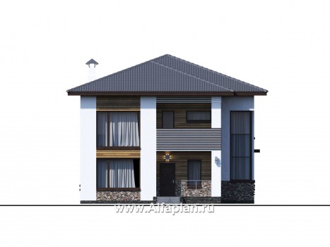 «Золотой ключик» - проект двухэтажного дома из газобетона, планировка все спальни с душевыми - превью фасада дома