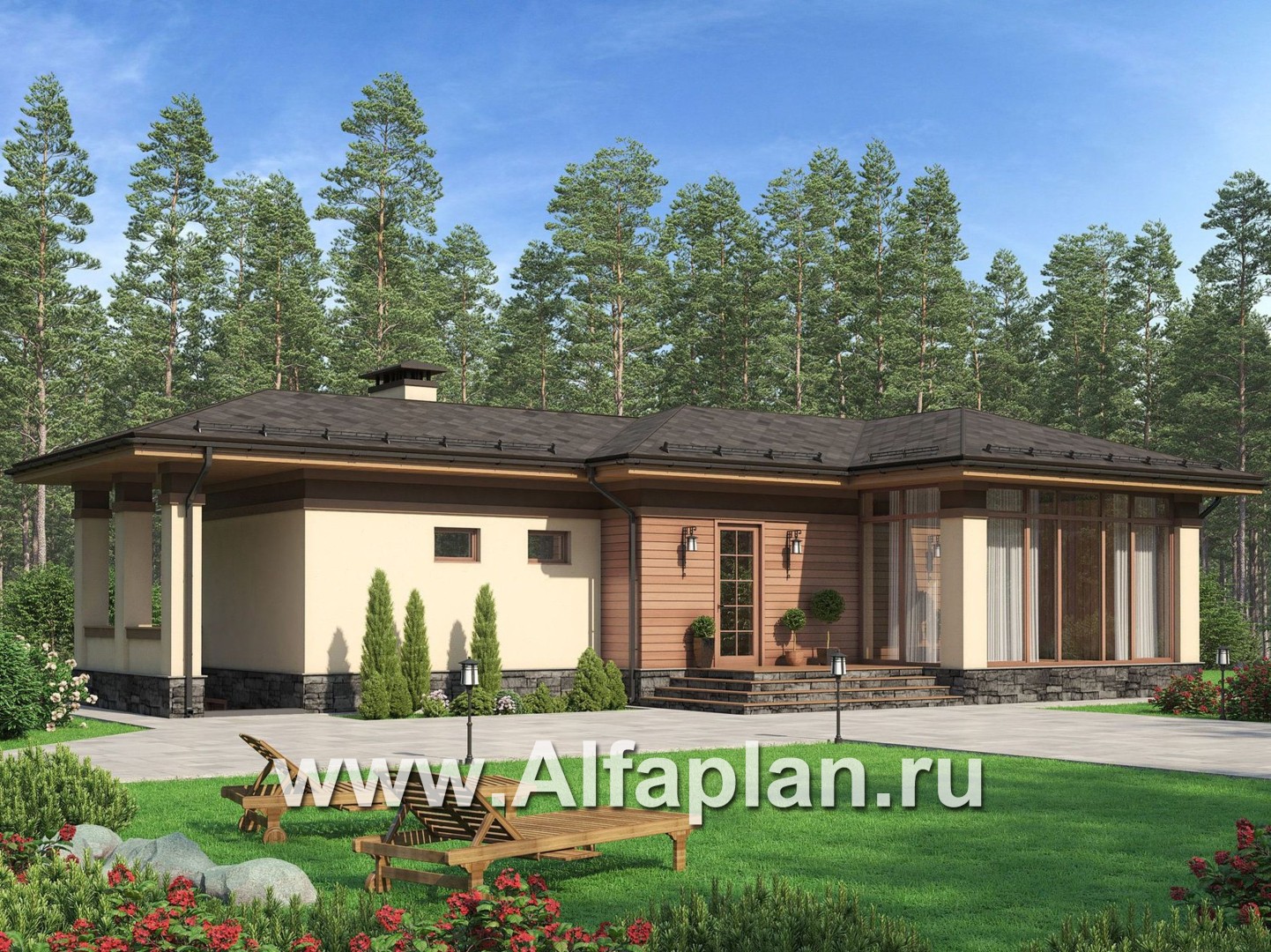 Проект бассейна, с сауной и с комнатой отдыха - основное изображение