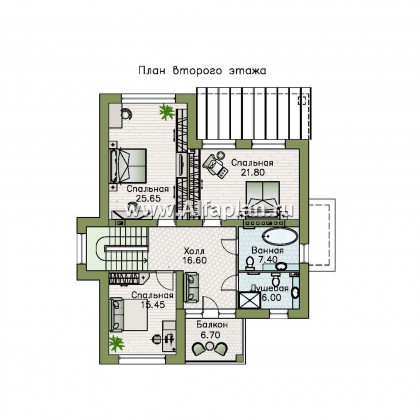 Проекты домов Альфаплан - «Престиж» - проект двухэтажного дома, в стиле хай-тек, с террасой и с плоской кровлей, с цокольным этажом - превью плана проекта №3