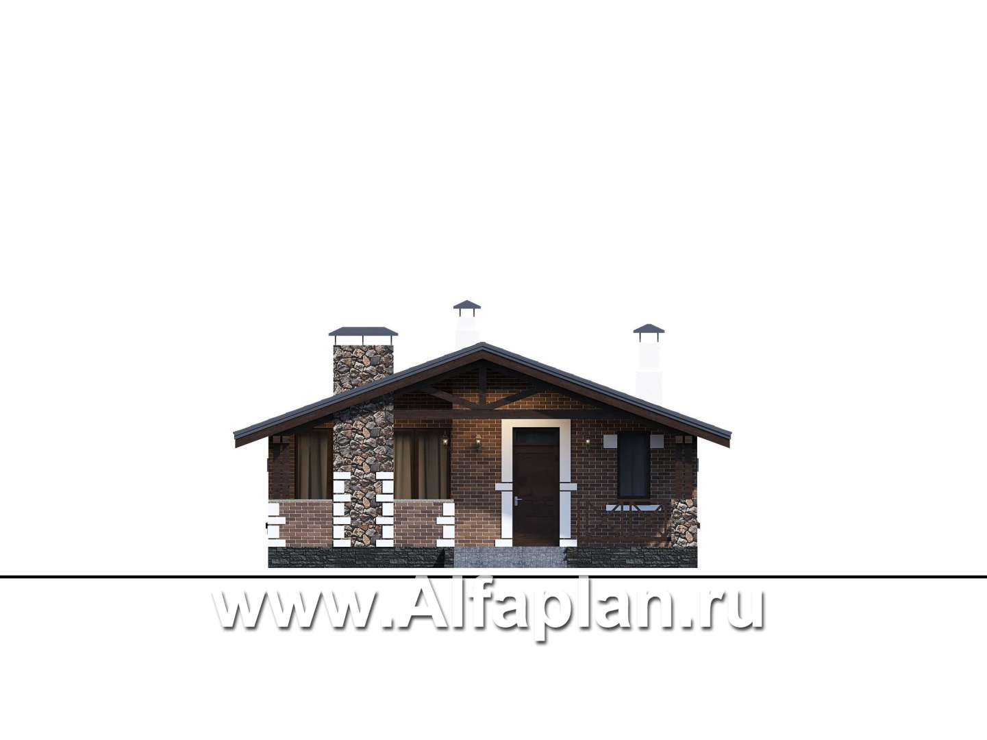 «Родия» - проект одноэтажного дома, 2 спальни, с террасой и двускатной крышей, в скандинавском стиле - фасад дома