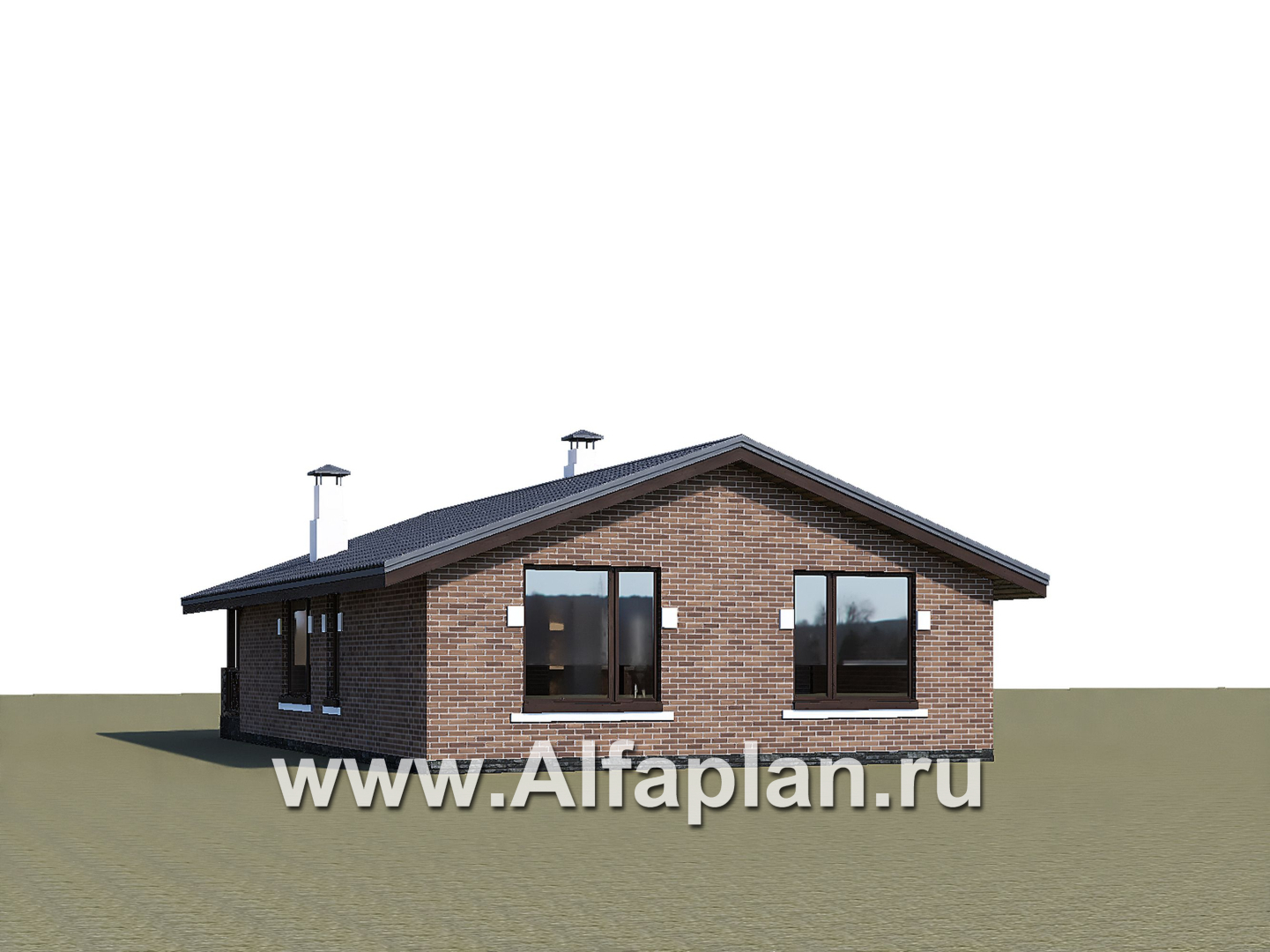«Родия» - проект одноэтажного дома, 2 спальни, с террасой и двускатной крышей, в скандинавском стиле - дизайн дома №2