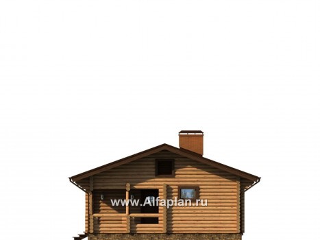 Проект одноэтажного дома, из бревен, дача, дом для отдыха - превью фасада дома