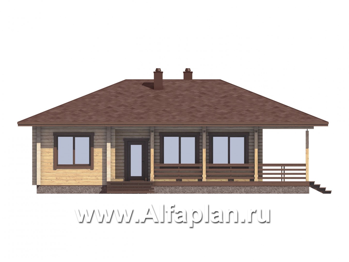 Проекты домов Альфаплан - Проект удобной дачи с большой террасой - изображение фасада №2