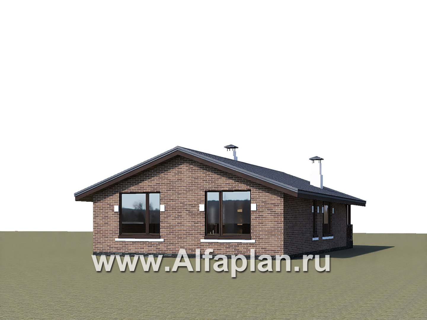 «Родия» - проект одноэтажного дома, 2 спальни, с террасой и двускатной крышей, в скандинавском стиле - дизайн дома №2