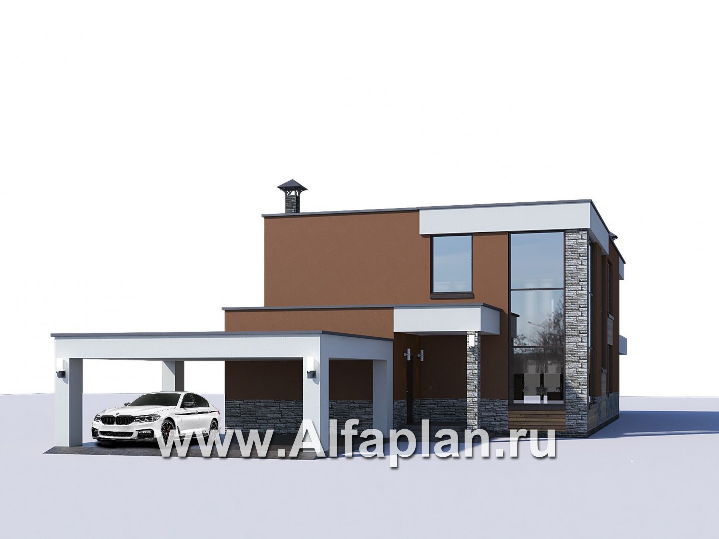 Проекты домов Альфаплан - «Бетельгейзе» - хай-тек вилла с плоской кровлей - дополнительное изображение №3
